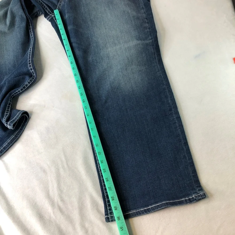 NEW BKE Seth Jeans Mens 42x30 Blue Straight Cone Denim Whiskering Stretch Preppy